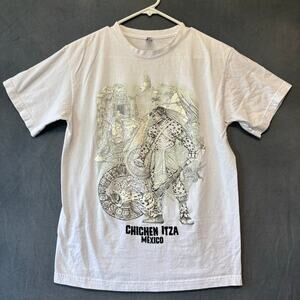 Chichen Itza Mexico Shirt Mayan Warrior Puff Paint Jaguar Ruins Eagle Palm Trees